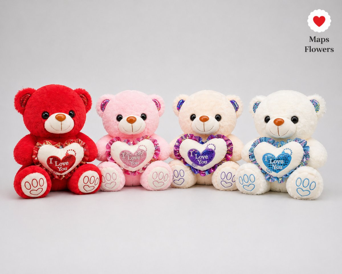 I Love You Teddy Bear with Heart – Medium Plush